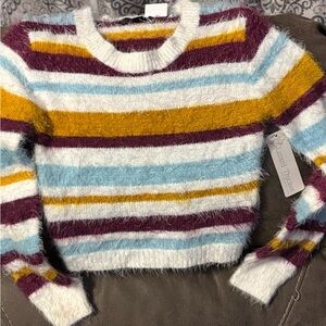 Love Tree Multicolor Striped Fuzzy Sweater